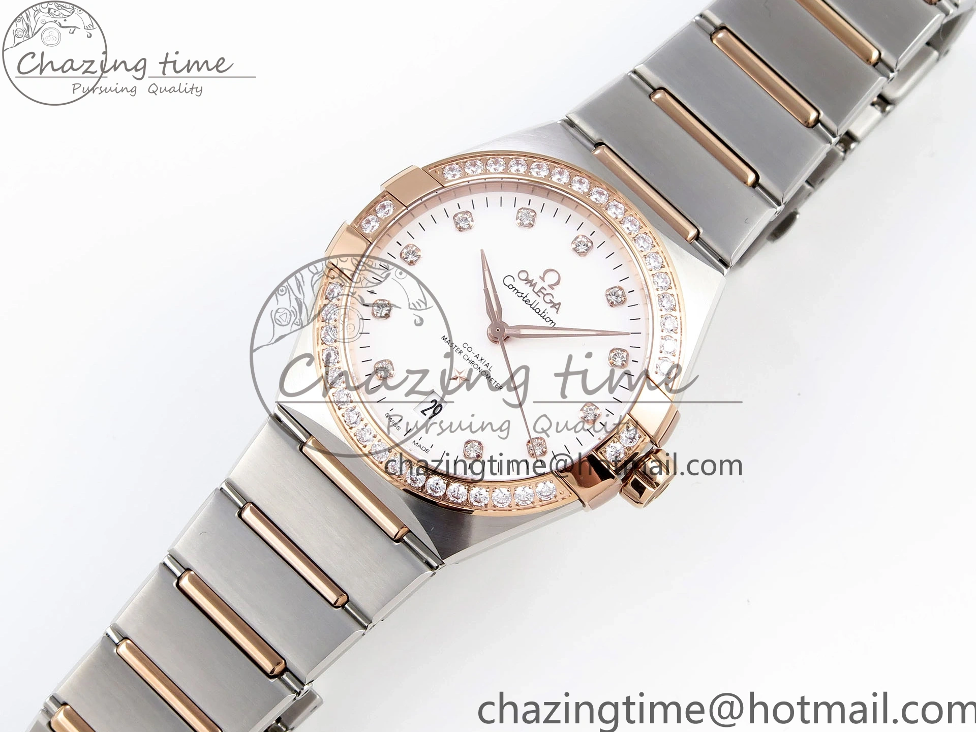 1231 Lightweight Constellation 39mm SS RG Diamonds Bezel ASWF 1:1 Best Edition White Diamonds Dial on SS RG Bracelet A 7774